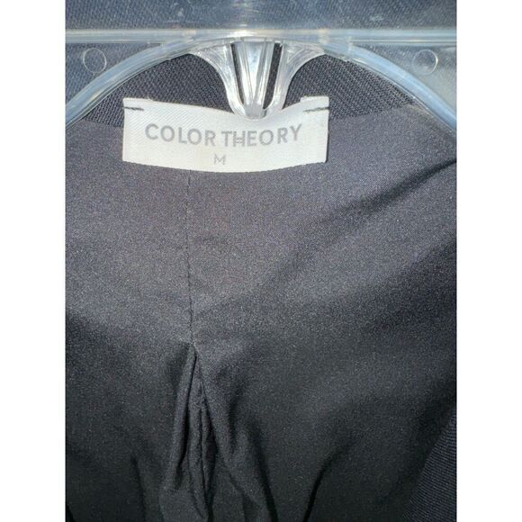 Color Theory Black Blazer Medium 3/4 Sleeve Open Jacket Office Business Work - Picture 3 of 5